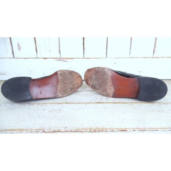 Mens black leather oxfords/vintage leather wing tips/black leather shoes/12 D main image 5